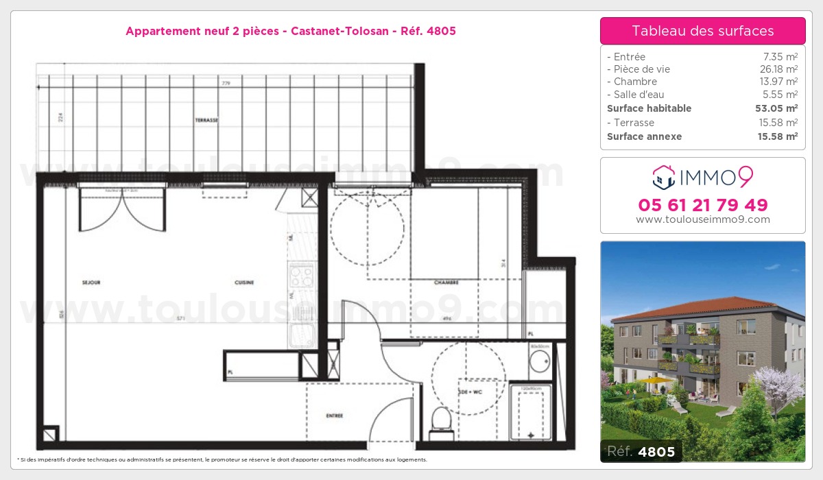 Plan et surfaces, Programme neuf Castanet-Tolosan Référence n° 4805