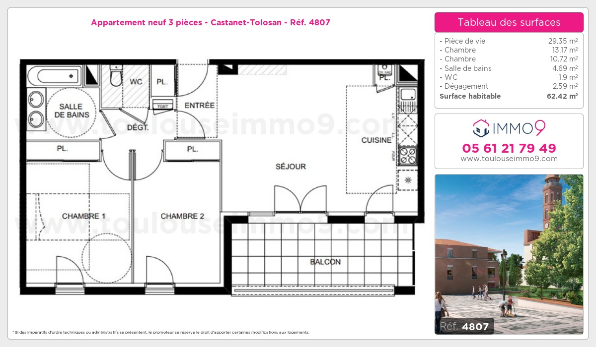Plan et surfaces, Programme neuf Castanet-Tolosan Référence n° 4807