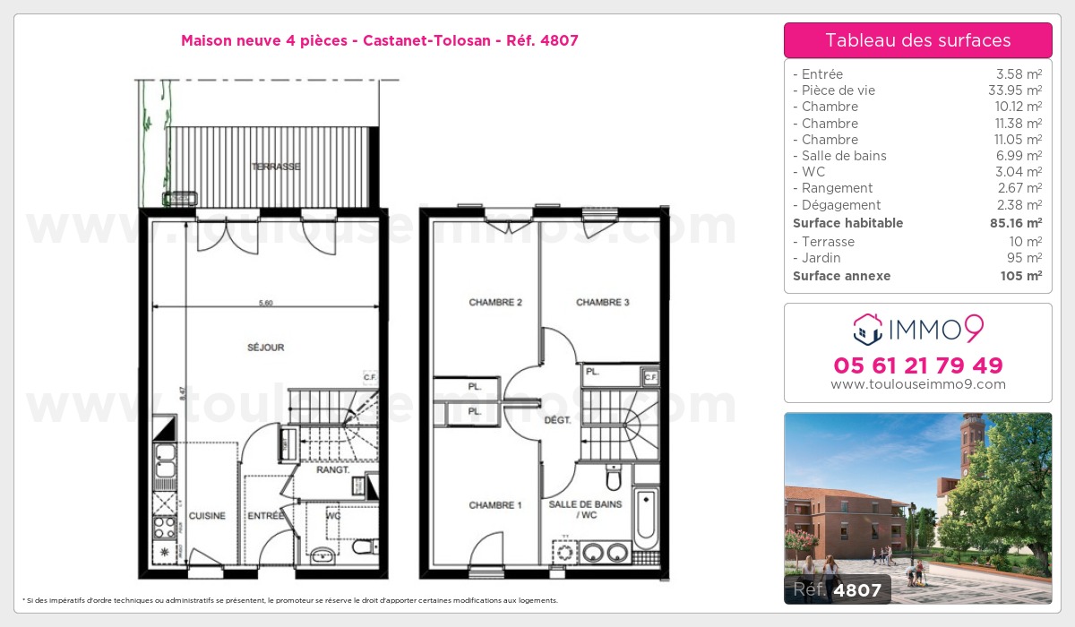 Plan et surfaces, Programme neuf Castanet-Tolosan Référence n° 4807