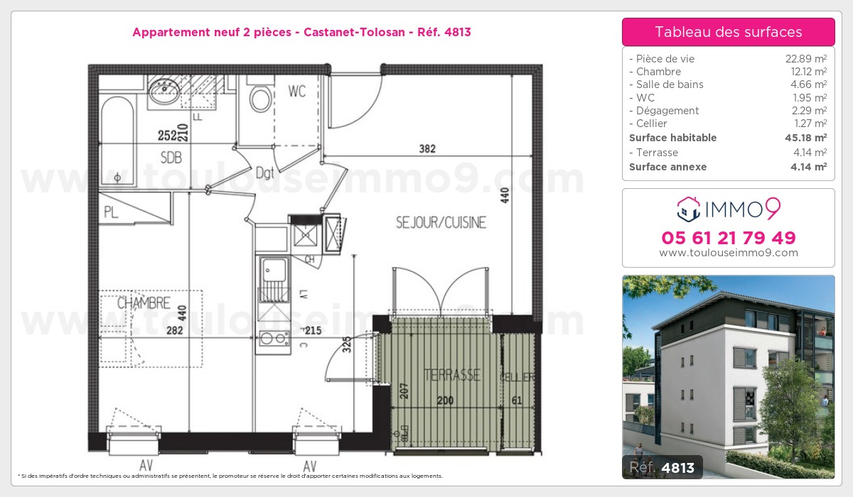 Plan et surfaces, Programme neuf Castanet-Tolosan Référence n° 4813