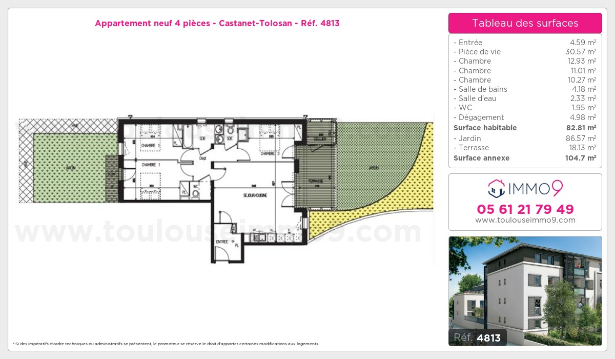 Plan et surfaces, Programme neuf Castanet-Tolosan Référence n° 4813