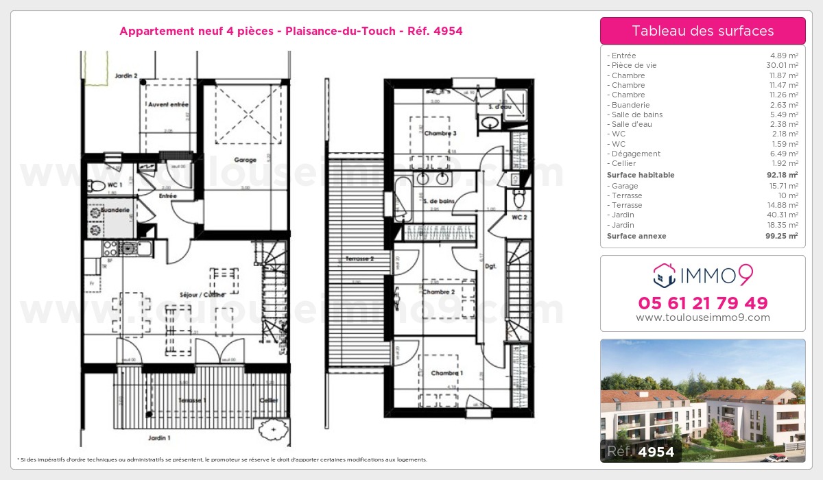 Plan et surfaces, Programme neuf  Référence n° 