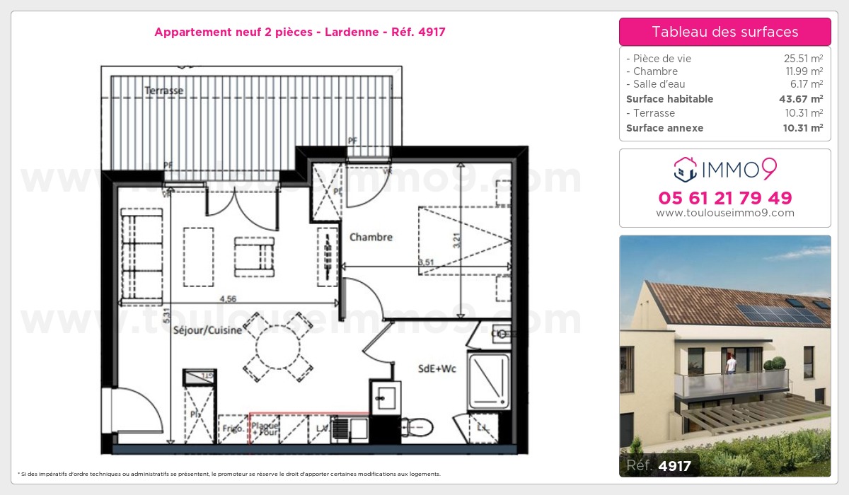 Plan et surfaces, Programme neuf Toulouse : Lardenne Référence n° 4917