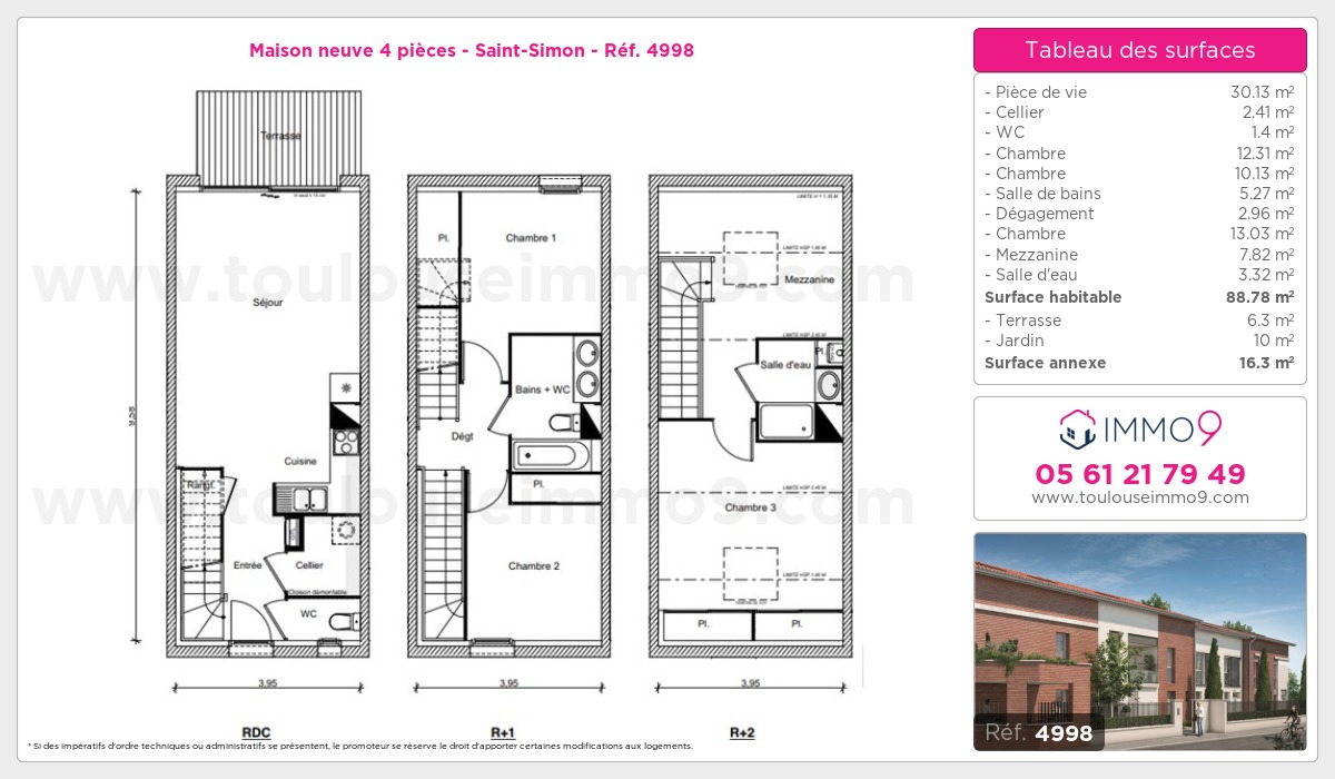 Plan et surfaces, Programme neuf Toulouse : Saint-Simon Référence n° 4998