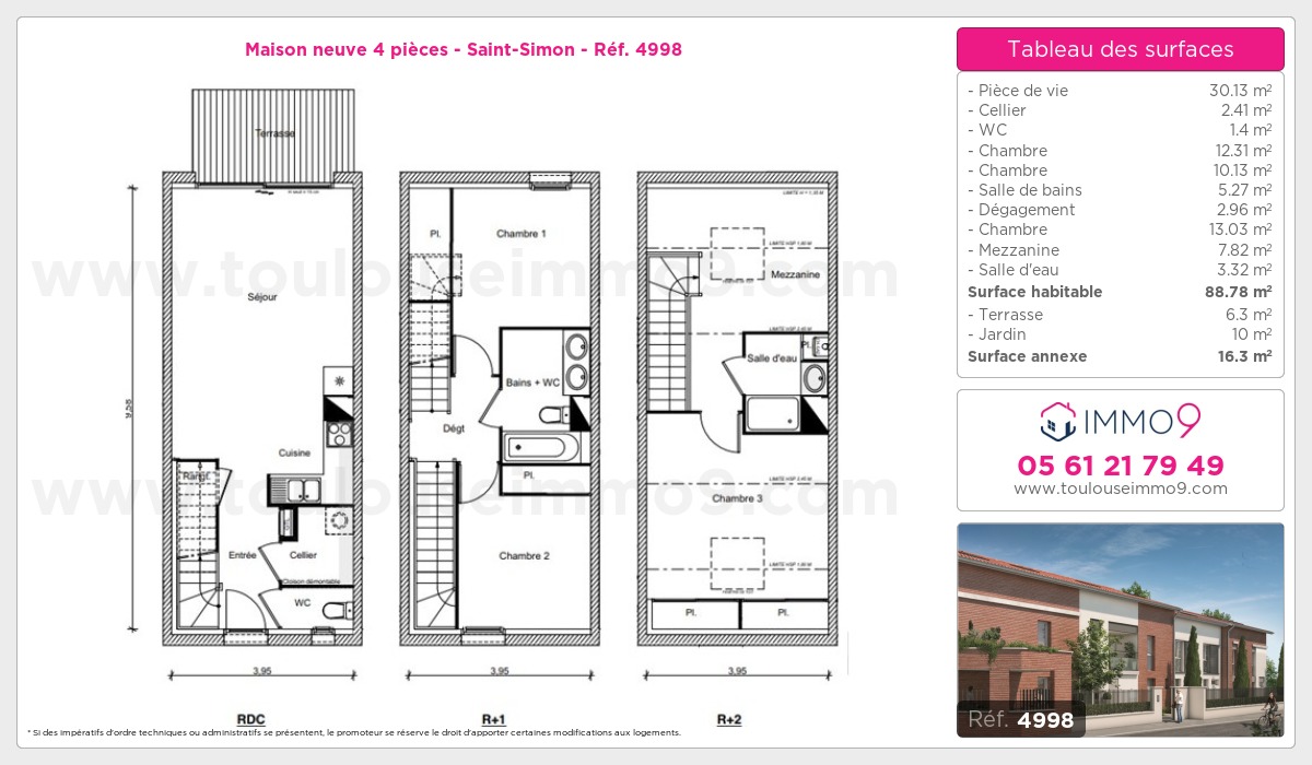Plan et surfaces, Programme neuf Toulouse : Saint-Simon Référence n° 4998