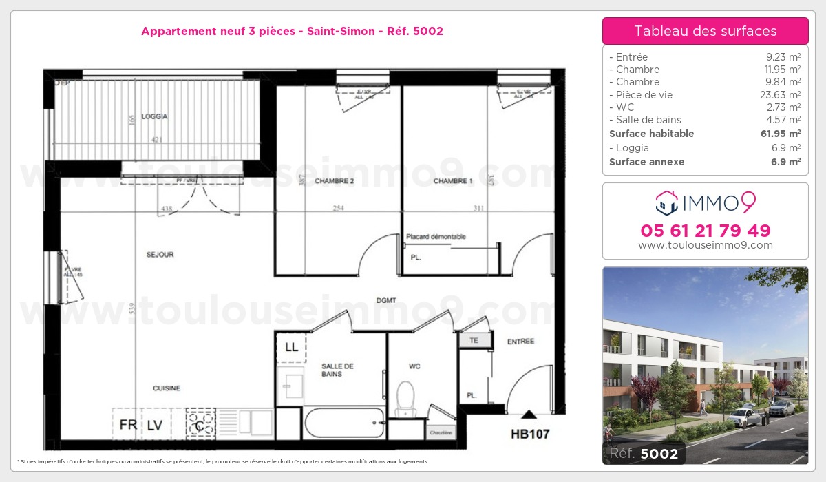 Plan et surfaces, Programme neuf Toulouse : Saint-Simon Référence n° 5002