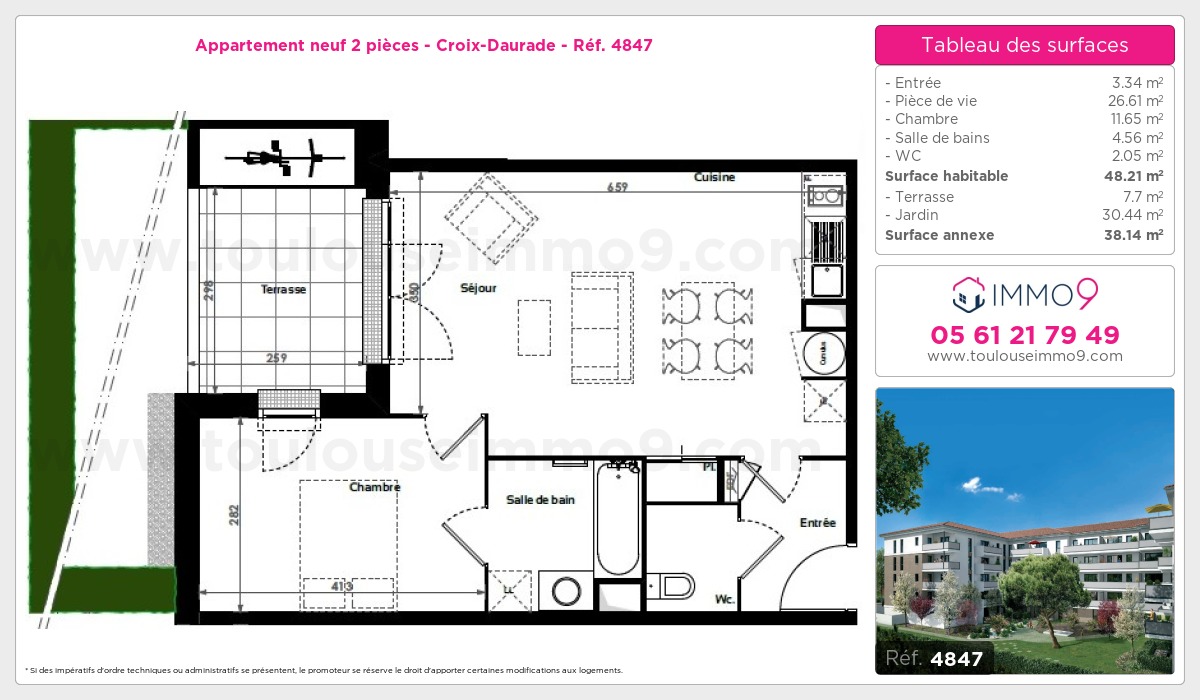 Plan et surfaces, Programme neuf Toulouse : Croix-Daurade Référence n° 4847