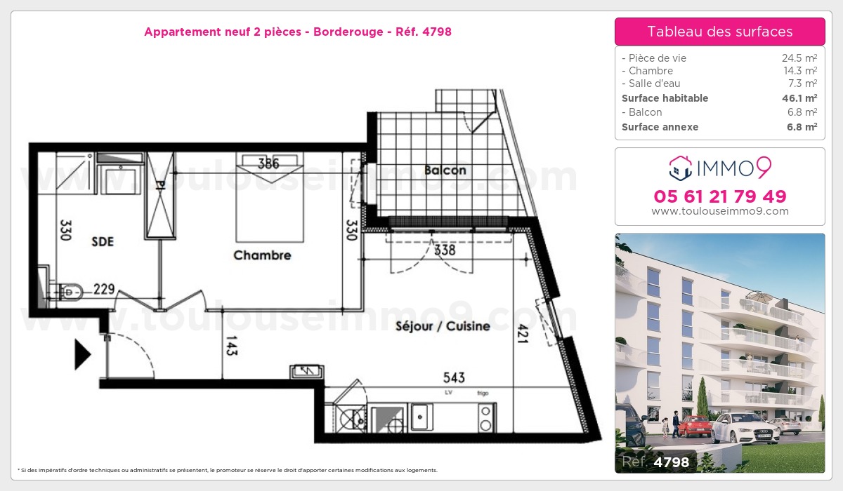 Plan et surfaces, Programme neuf Toulouse : Borderouge Référence n° 4798