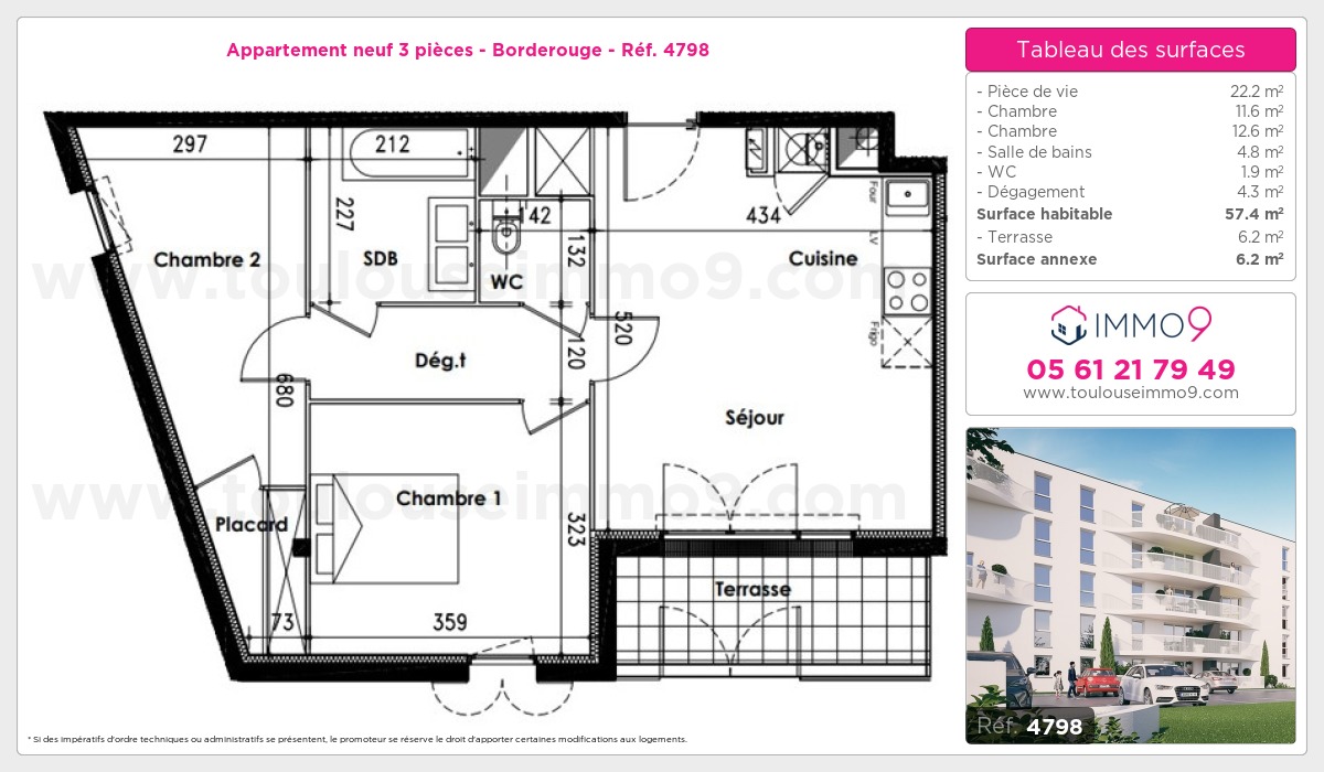 Plan et surfaces, Programme neuf Toulouse : Borderouge Référence n° 4798