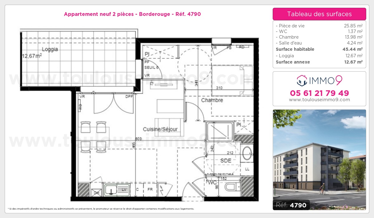 Plan et surfaces, Programme neuf Toulouse : Borderouge Référence n° 4790