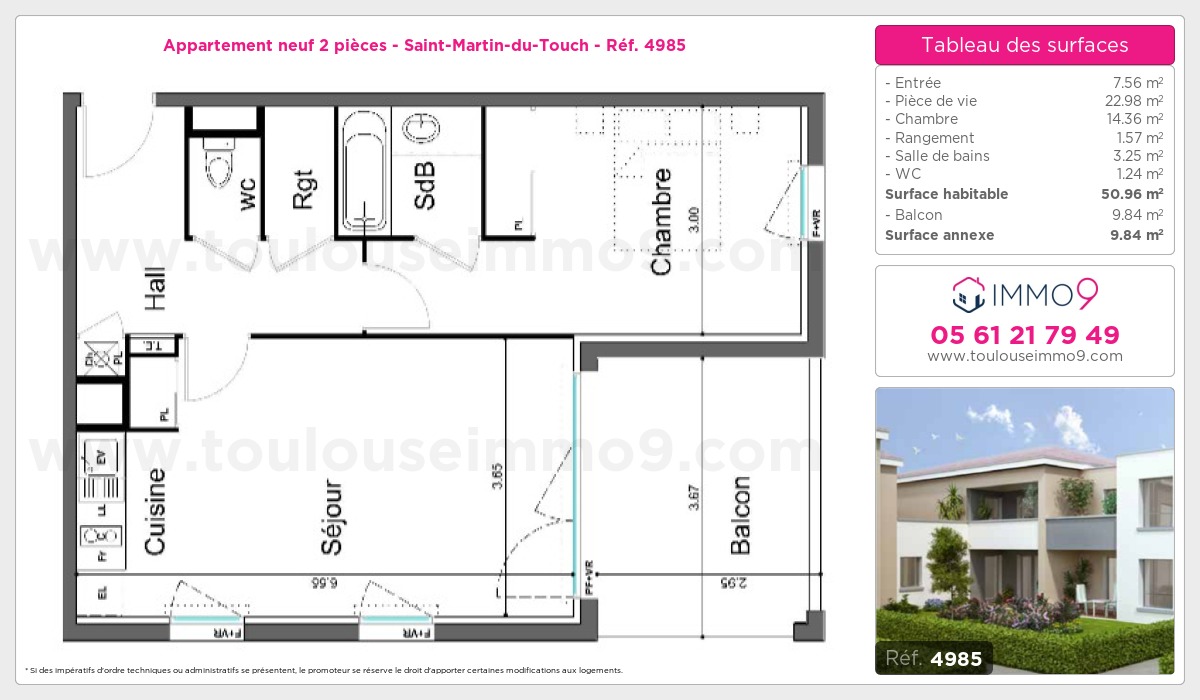 Plan et surfaces, Programme neuf  Référence n° 