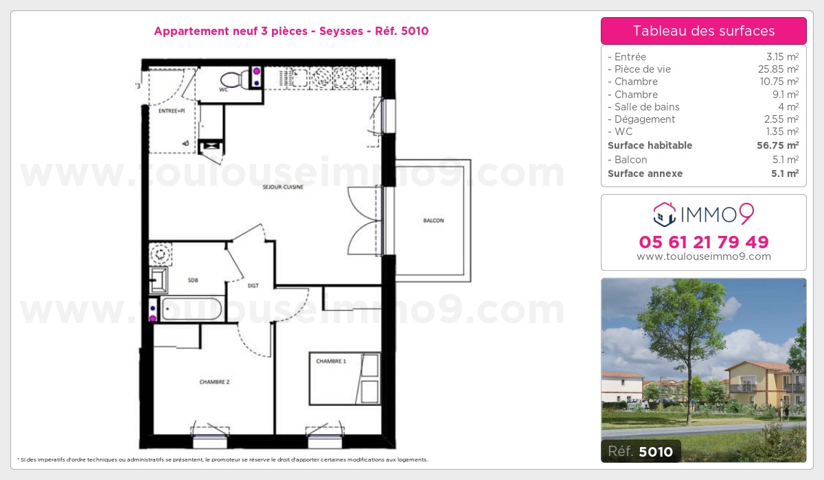 Plan et surfaces, Programme neuf Seysses Référence n° 5010