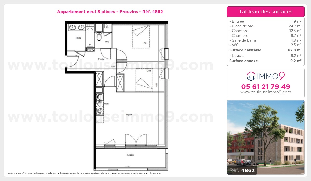 Plan et surfaces, Programme neuf Frouzins Référence n° 4862