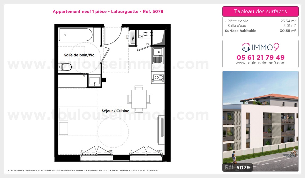 Plan et surfaces, Programme neuf Toulouse : Lafourguette Référence n° 5079