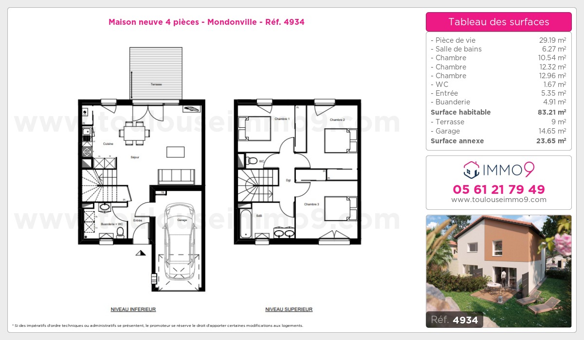 Plan et surfaces, Programme neuf Mondonville Référence n° 4934