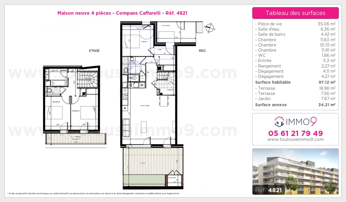 Plan et surfaces, Programme neuf Toulouse : Compans Caffarelli Référence n° 4821