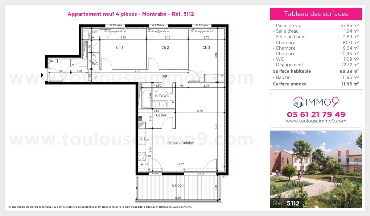 Plan et surfaces, Programme neuf Montrabé Référence n° 5112