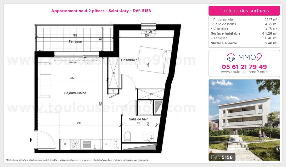 Plan et surfaces, Programme neuf Saint-Jory Référence n° 5158