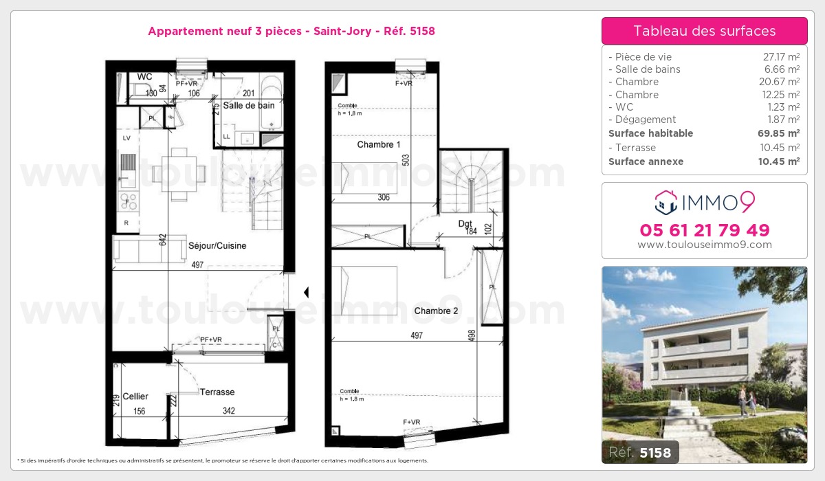 Plan et surfaces, Programme neuf Saint-Jory Référence n° 5158