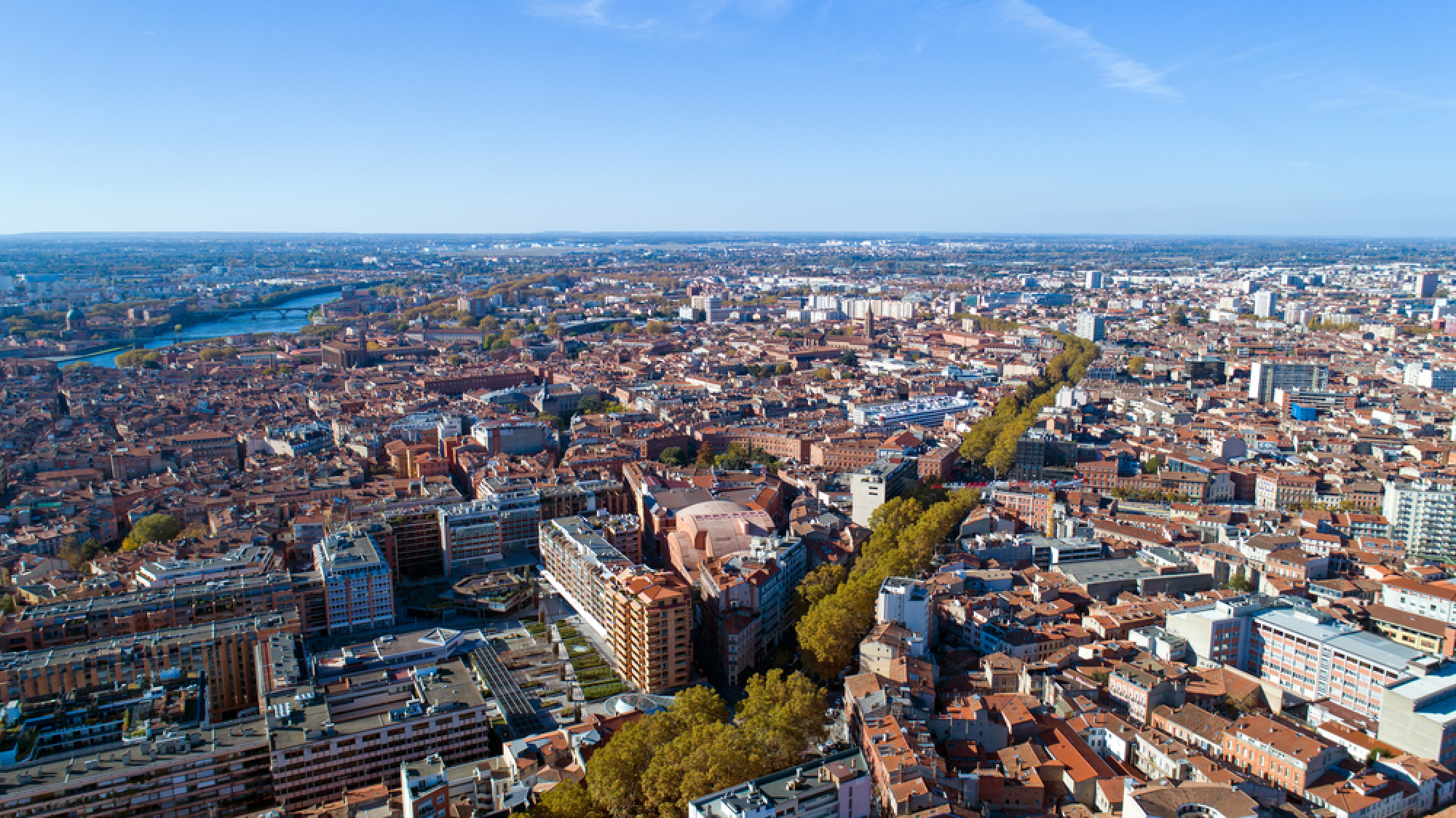 Vue aérienne sur la ville rose