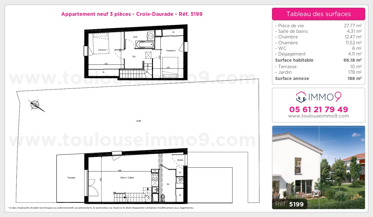 Plan et surfaces, Programme neuf Toulouse : Croix-Daurade Référence n° 5199