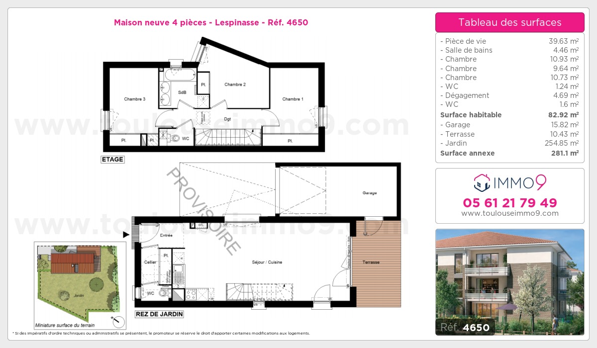 Plan et surfaces, Programme neuf Lespinasse Référence n° 4650