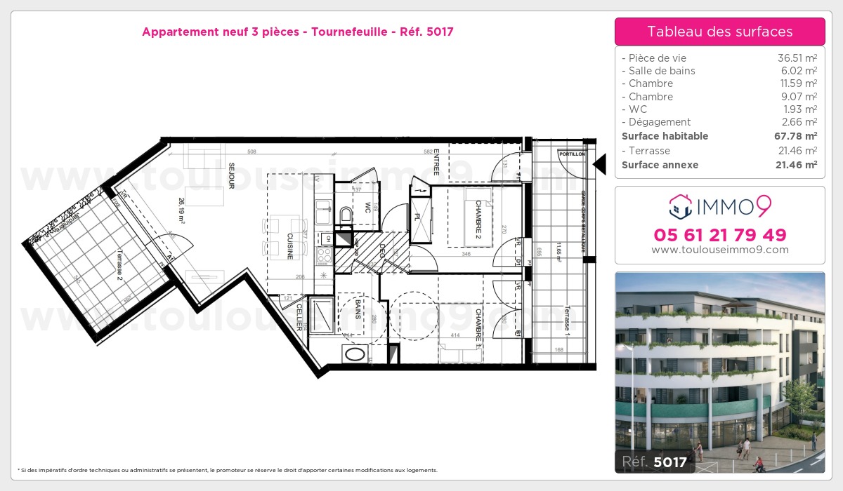 Plan et surfaces, Programme neuf Tournefeuille Référence n° 5017