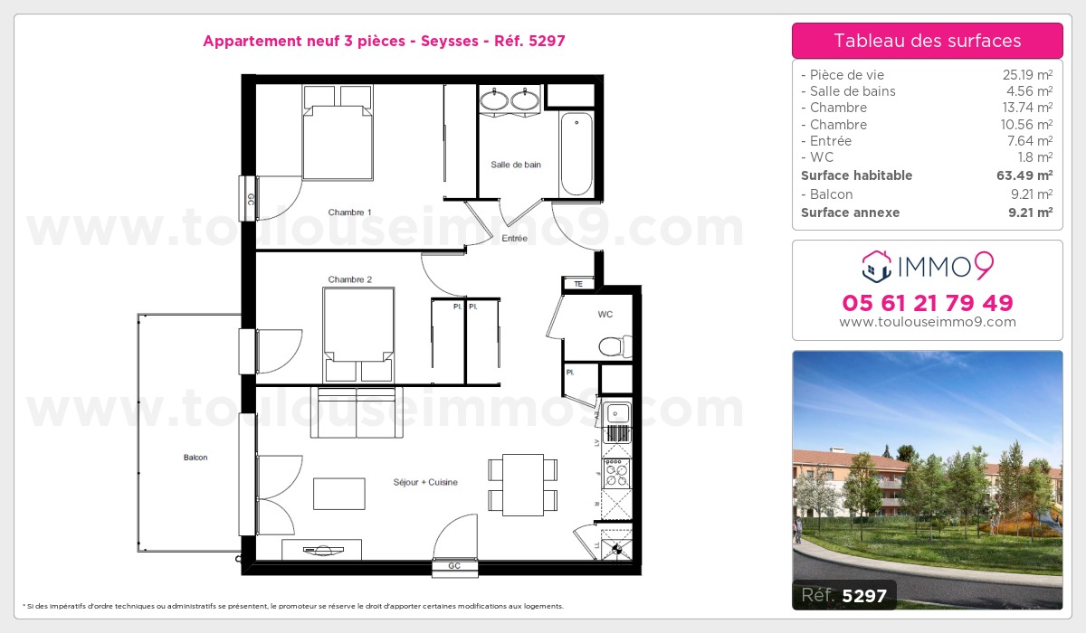 Plan et surfaces, Programme neuf Seysses Référence n° 5297