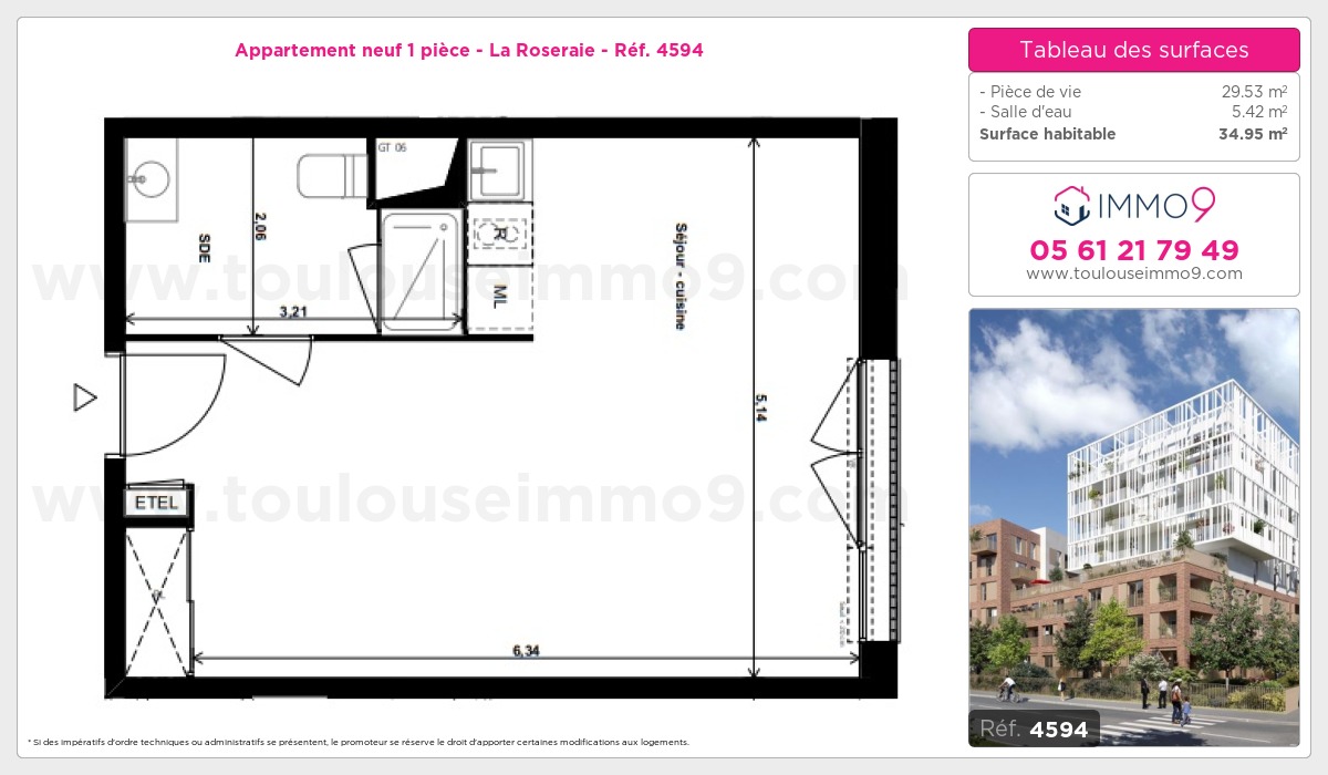 Plan et surfaces, Programme neuf Toulouse : Roseraie Référence n° 4594