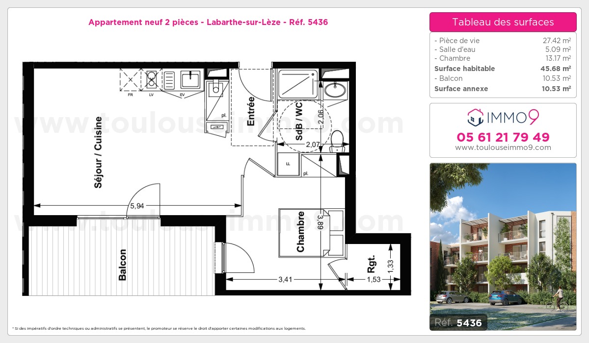 Plan et surfaces, Programme neuf Labarthe-sur-Lèze Référence n° 5436