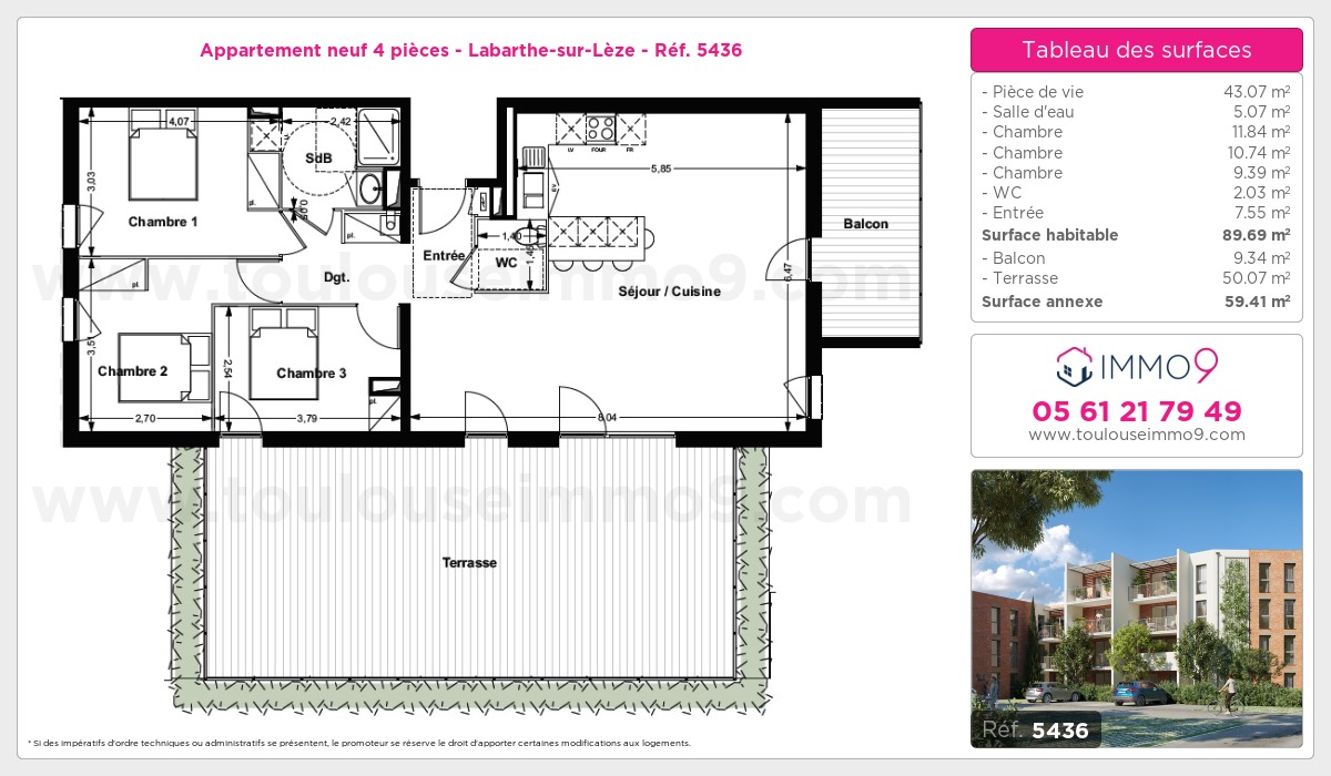 Plan et surfaces, Programme neuf Labarthe-sur-Lèze Référence n° 5436