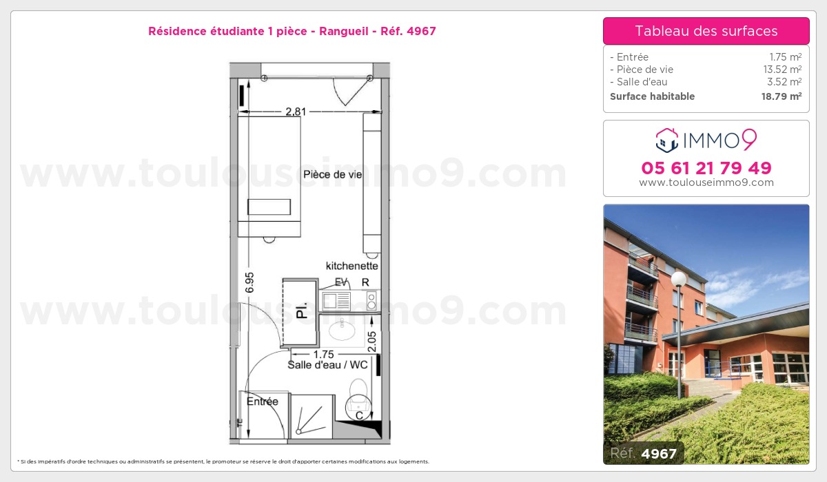 Plan et surfaces, Programme neuf Toulouse : Rangueil Référence n° 4967
