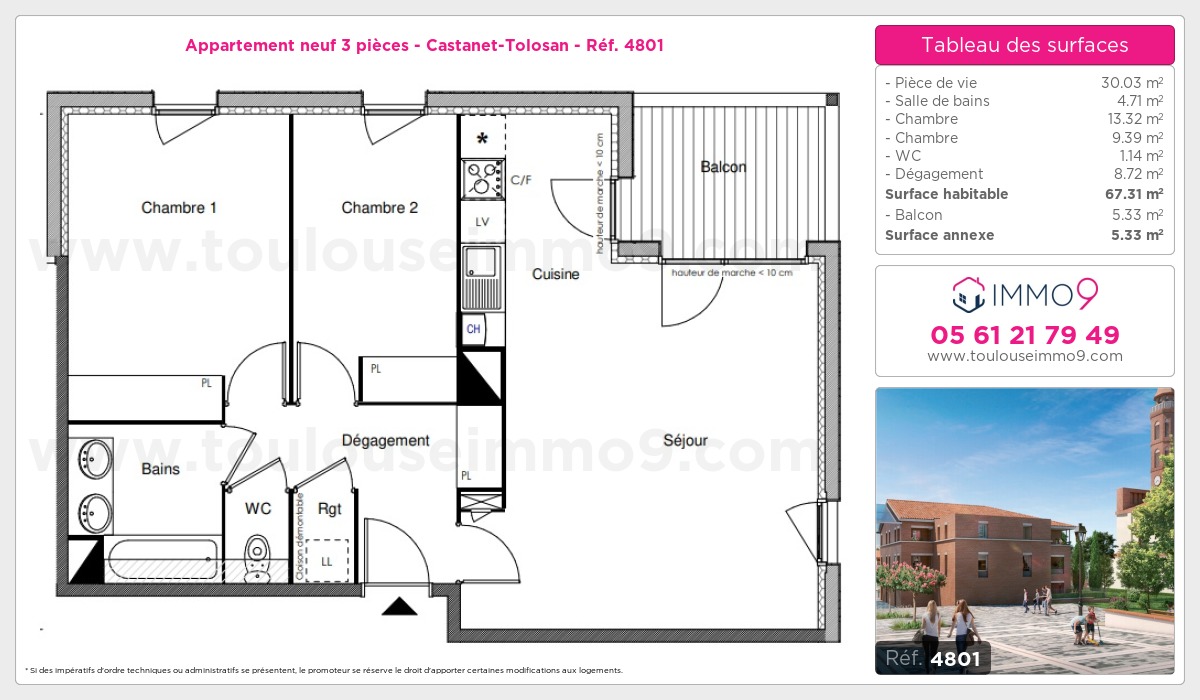 Plan et surfaces, Programme neuf Castanet-Tolosan Référence n° 4801