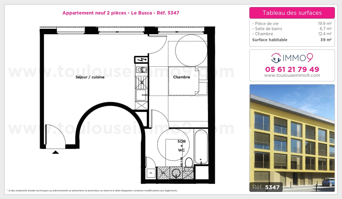 Plan et surfaces, Programme neuf Toulouse : Busca Référence n° 5347