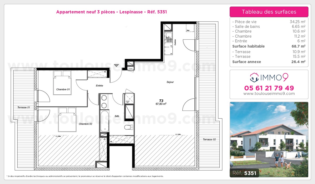 Plan et surfaces, Programme neuf  Référence n° 