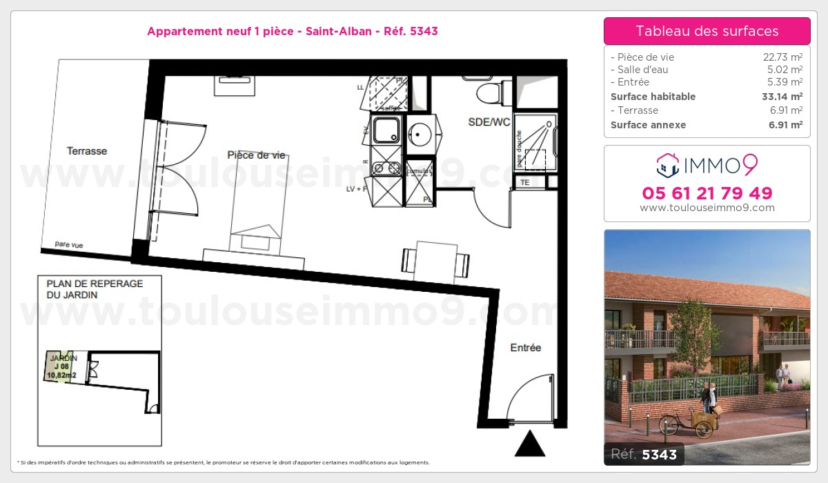 Plan et surfaces, Programme neuf Saint-Alban Référence n° 5343