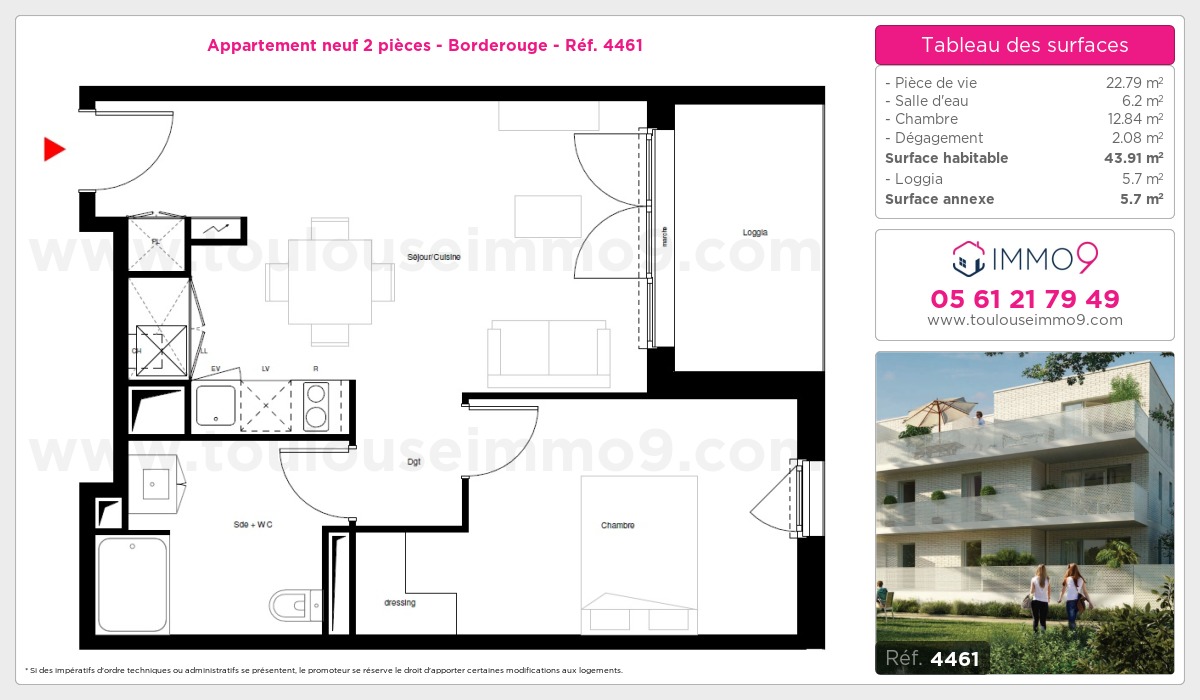 Plan et surfaces, Programme neuf Toulouse : Borderouge Référence n° 4461