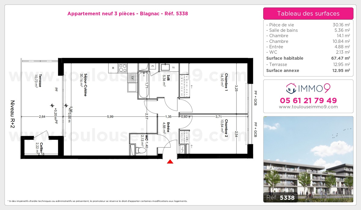 Plan et surfaces, Programme neuf Blagnac Référence n° 5338