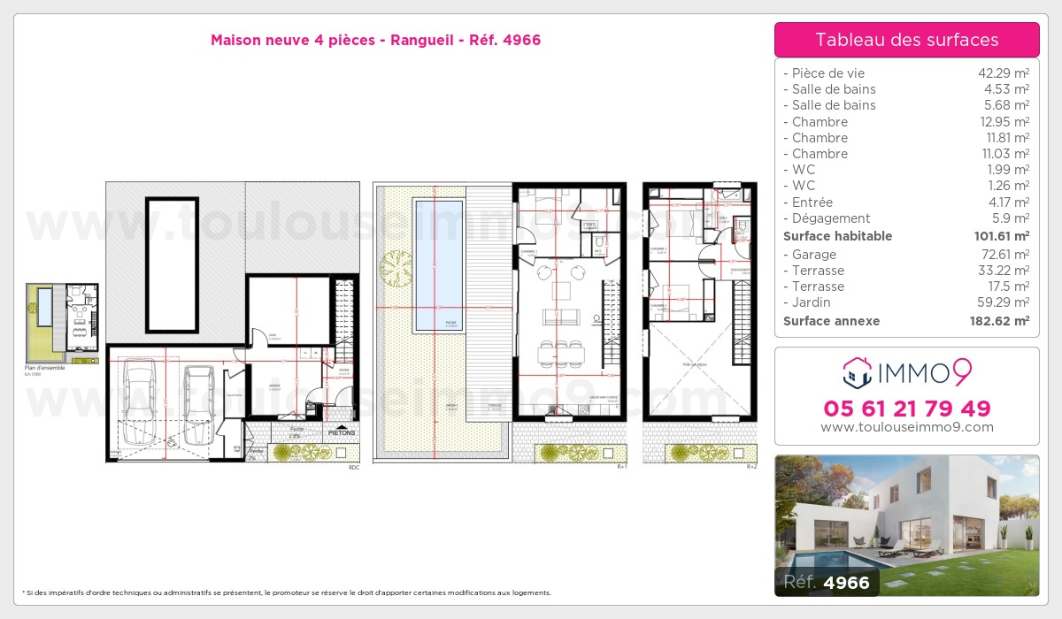 Plan et surfaces, Programme neuf Toulouse : Rangueil Référence n° 4966