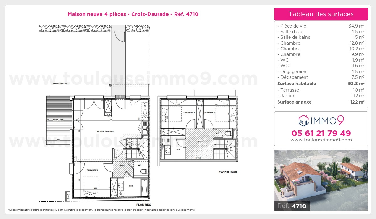 Plan et surfaces, Programme neuf Toulouse : Croix-Daurade Référence n° 4710