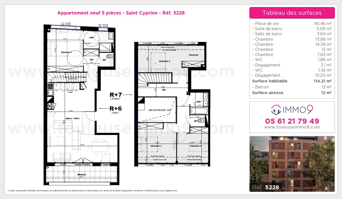 Plan et surfaces, Programme neuf Toulouse : Saint Cyprien Référence n° 5228