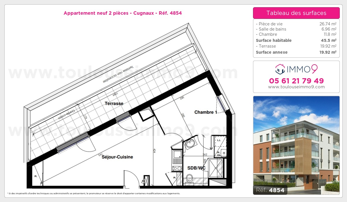 Plan et surfaces, Programme neuf Cugnaux Référence n° 4854