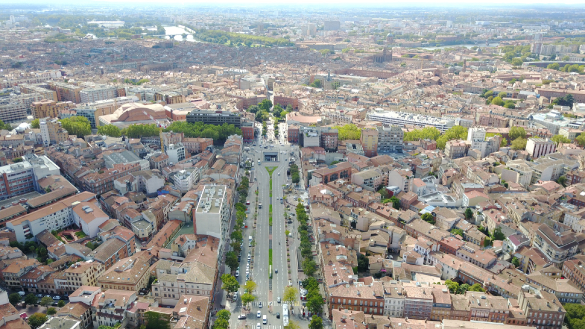 immobilier à Toulouse – les ramblas de Jean-Jaurès vues du ciel