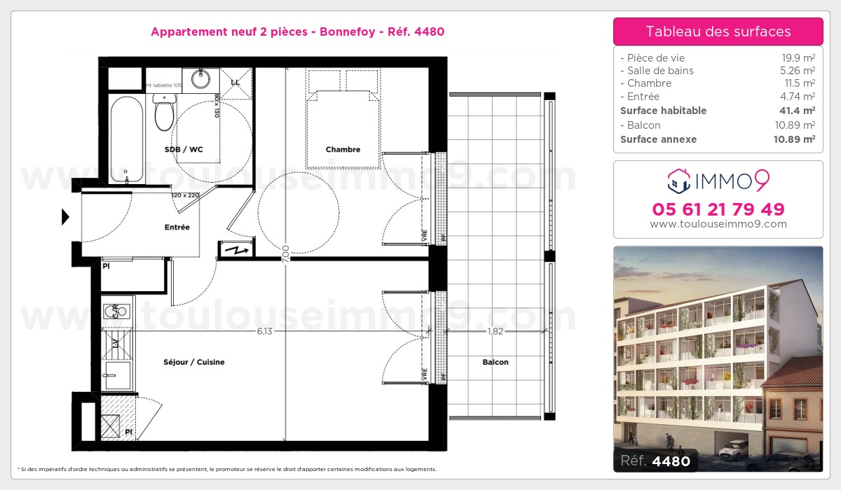 Plan et surfaces, Programme neuf Toulouse : Bonnefoy Référence n° 4480