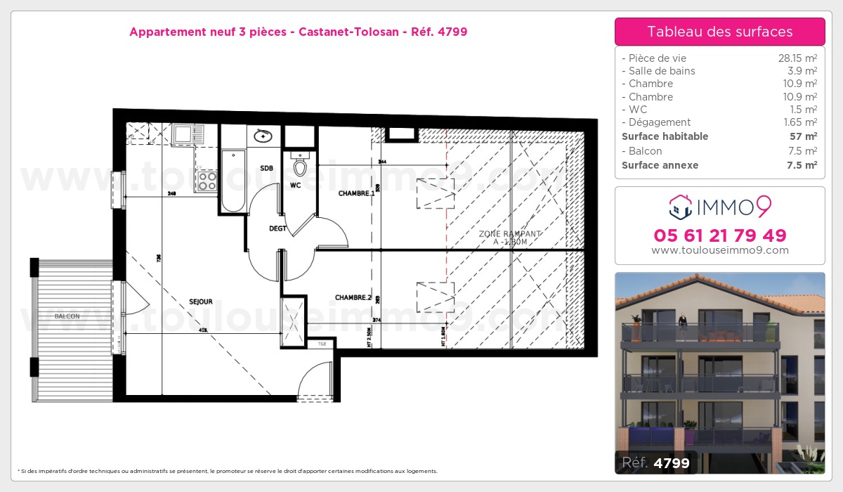 Plan et surfaces, Programme neuf Castanet-Tolosan Référence n° 4799