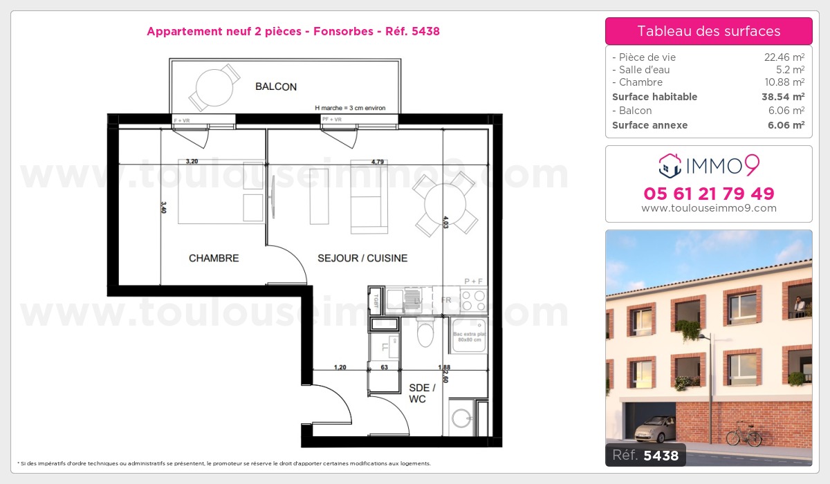 Plan et surfaces, Programme neuf Fonsorbes Référence n° 5438