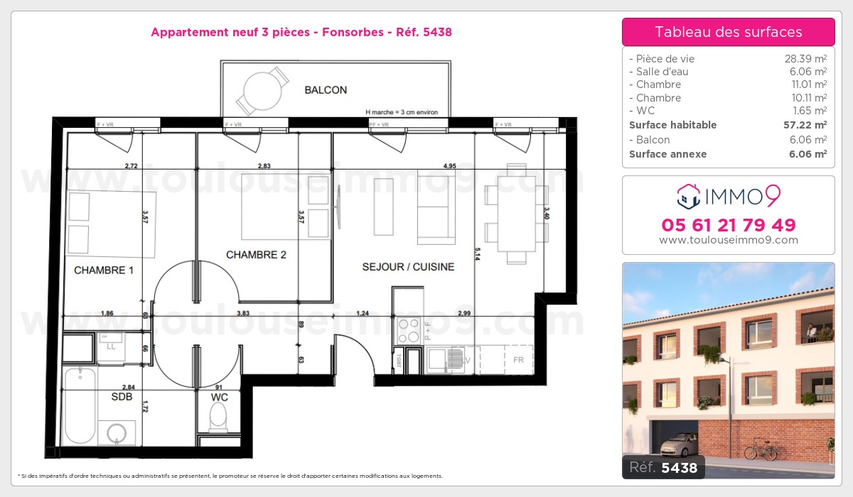 Plan et surfaces, Programme neuf Fonsorbes Référence n° 5438