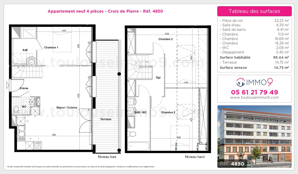 Plan et surfaces, Programme neuf Toulouse : Croix de Pierre Référence n° 4850