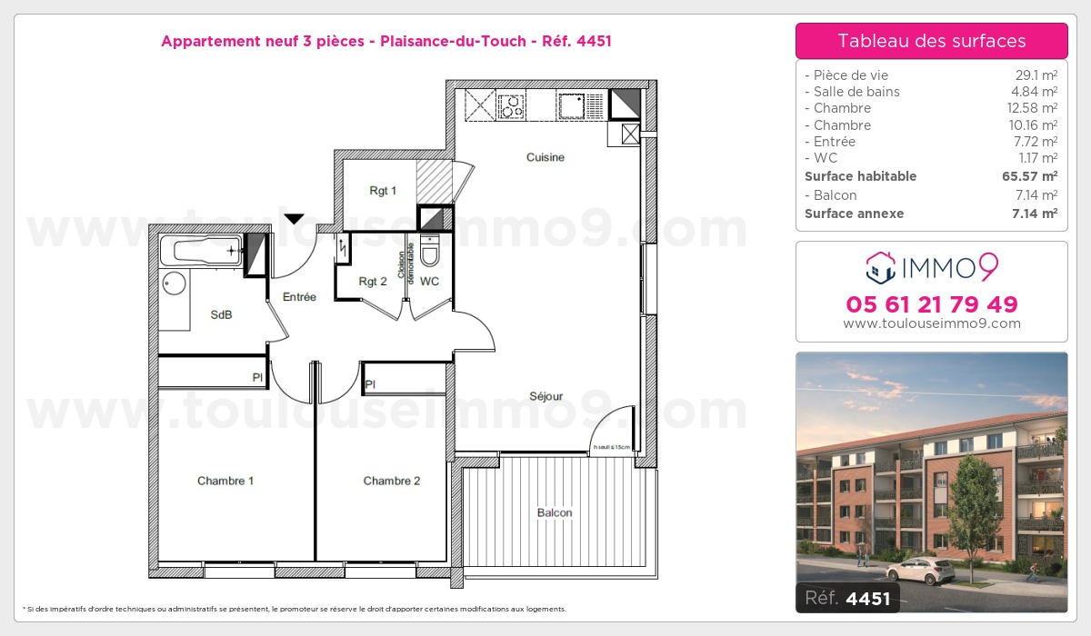 Plan et surfaces, Programme neuf Plaisance-du-Touch Référence n° 4451