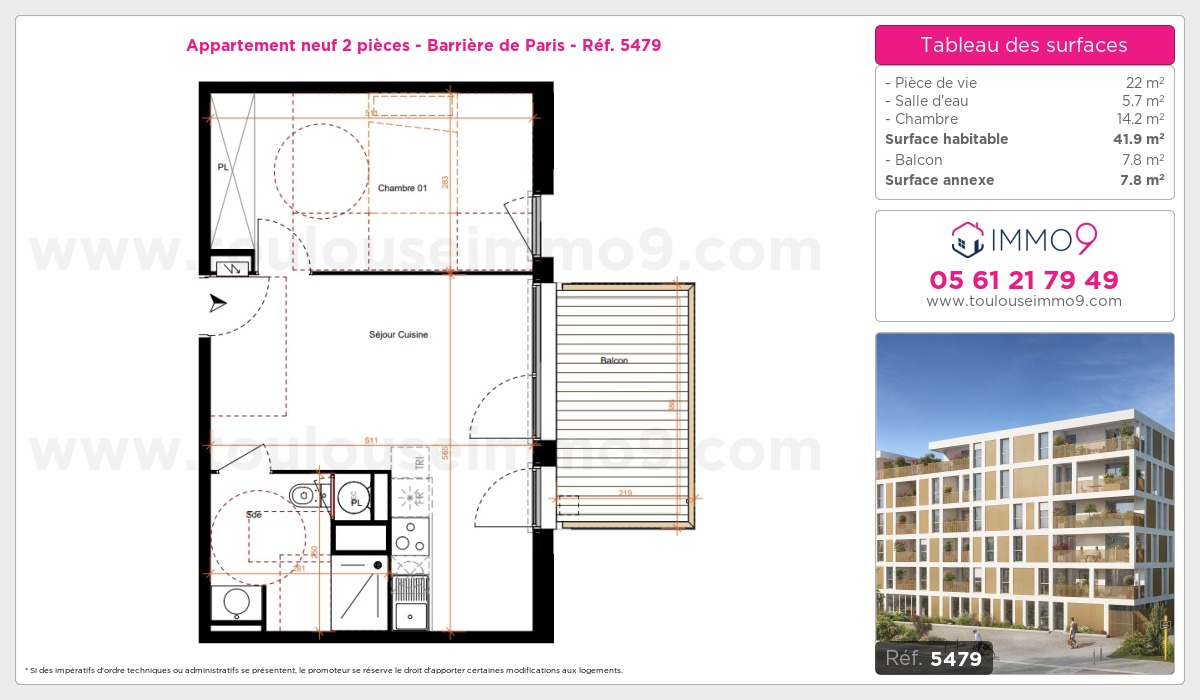 Plan et surfaces, Programme neuf Toulouse : Barrière de Paris Référence n° 5479